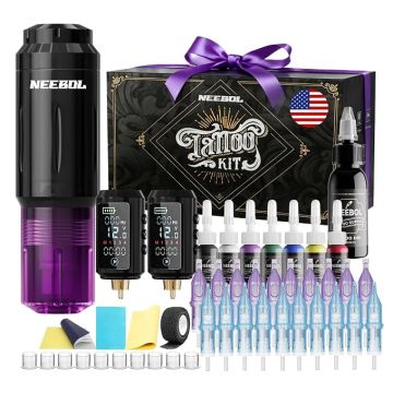 Kit Máquina Tatuar Rotativa Neebol Incluye Tintas y Baterías